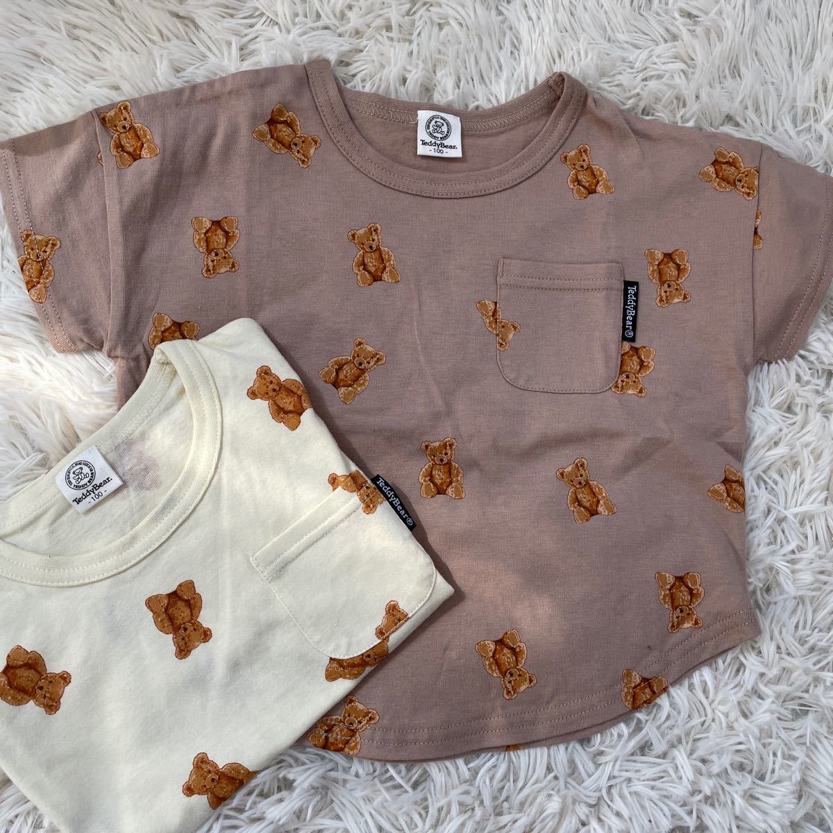 【新品・未使用】Teddy Bear 半袖Tシャツ　ホワイト　100cm 男の子　女の子　バースデイ　くま柄　男女兼用