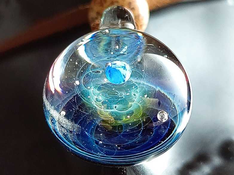 y-625☆ 宇宙 ガラス 地球 アクセサリー ペンダント ネックレス ハンドメイド 手作り メンズ レディース ☆_画像6