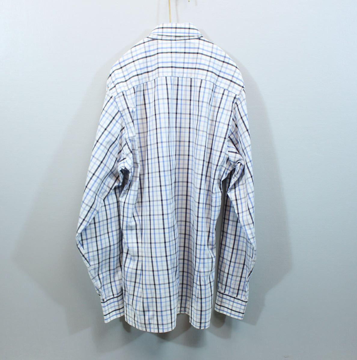 HERMES SERIE BUTTON CHECK PATTERNED LONG SLEEVE SHIRT MADE IN FRANCE/エルメスセリエボタンチェック柄長袖シャツ_画像5