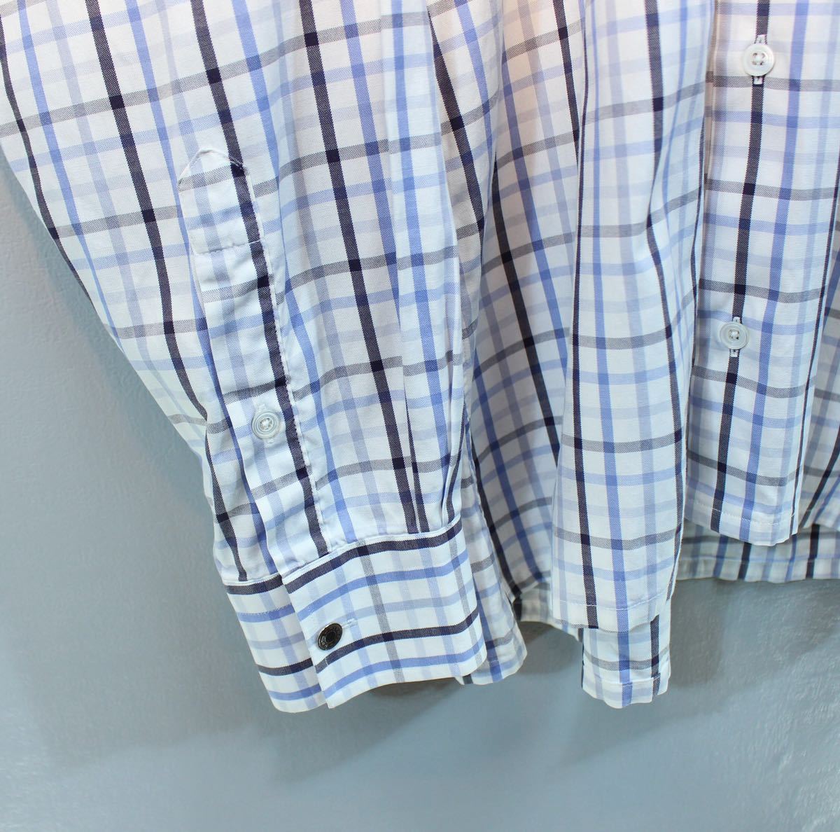 HERMES SERIE BUTTON CHECK PATTERNED LONG SLEEVE SHIRT MADE IN FRANCE/エルメスセリエボタンチェック柄長袖シャツ_画像7