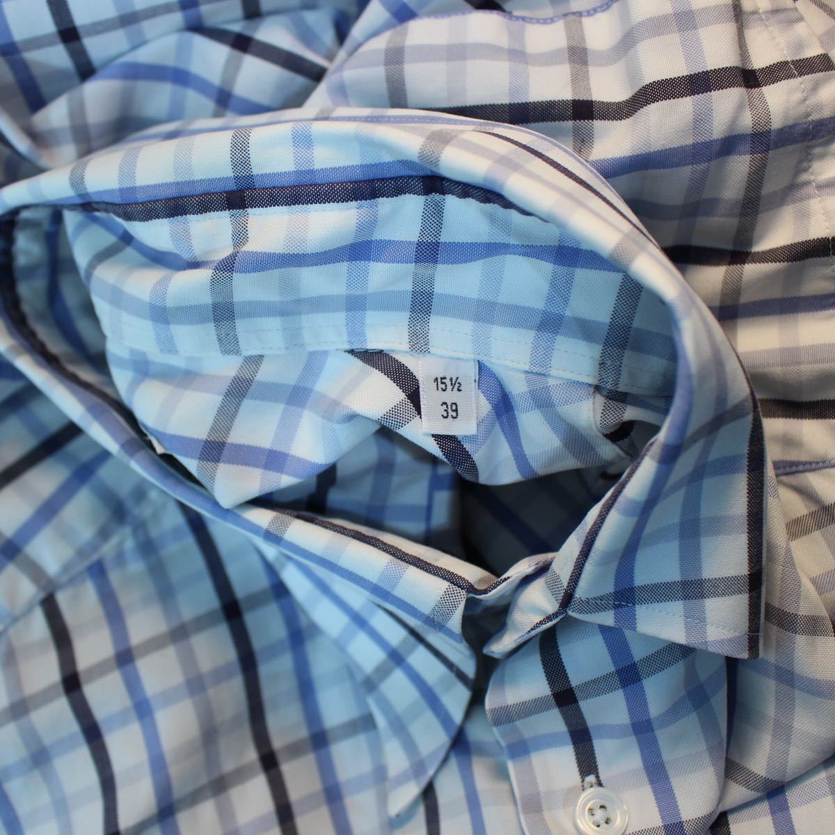 HERMES SERIE BUTTON CHECK PATTERNED LONG SLEEVE SHIRT MADE IN FRANCE/エルメスセリエボタンチェック柄長袖シャツ_画像9
