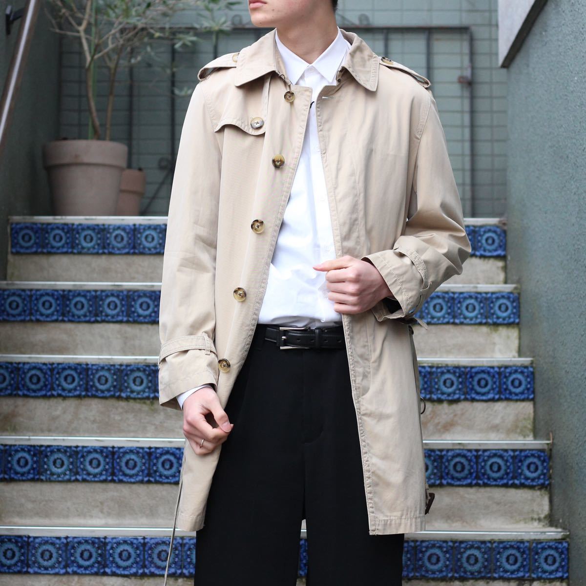 BURBERRY LONDON GABARDINE COTTON TRENCH COAT MADE IN JAPAN/バーバリーロンドンギャバジンコットントレンチコート_画像2