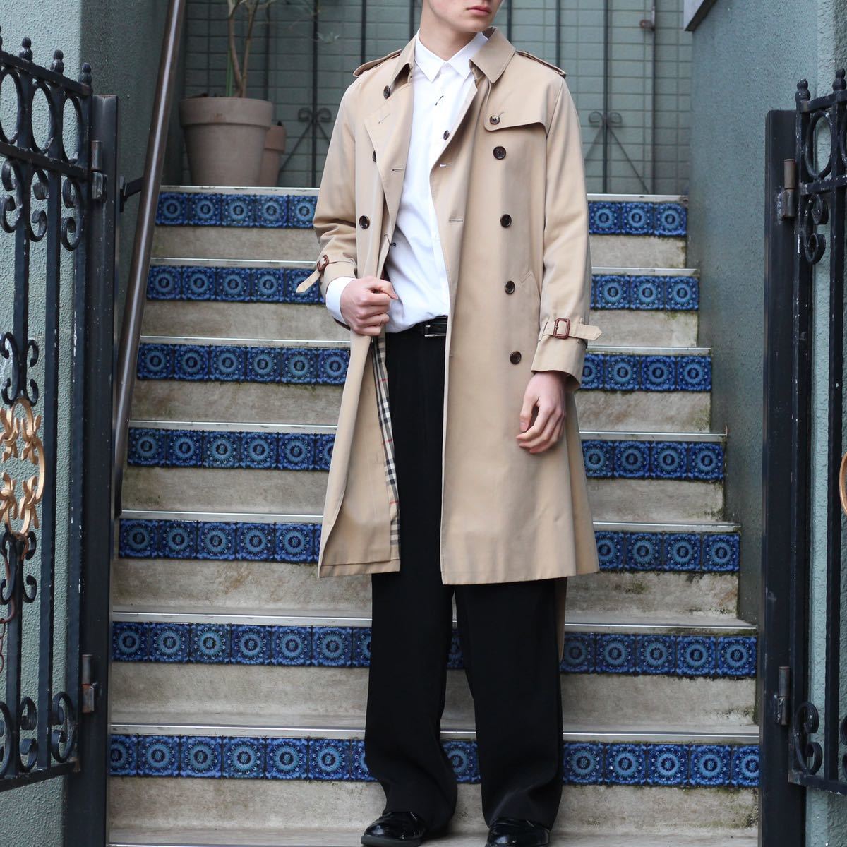 BURBERRY LONDON GABARDINE COTTON TRENCH COAT MADE IN JAPAN