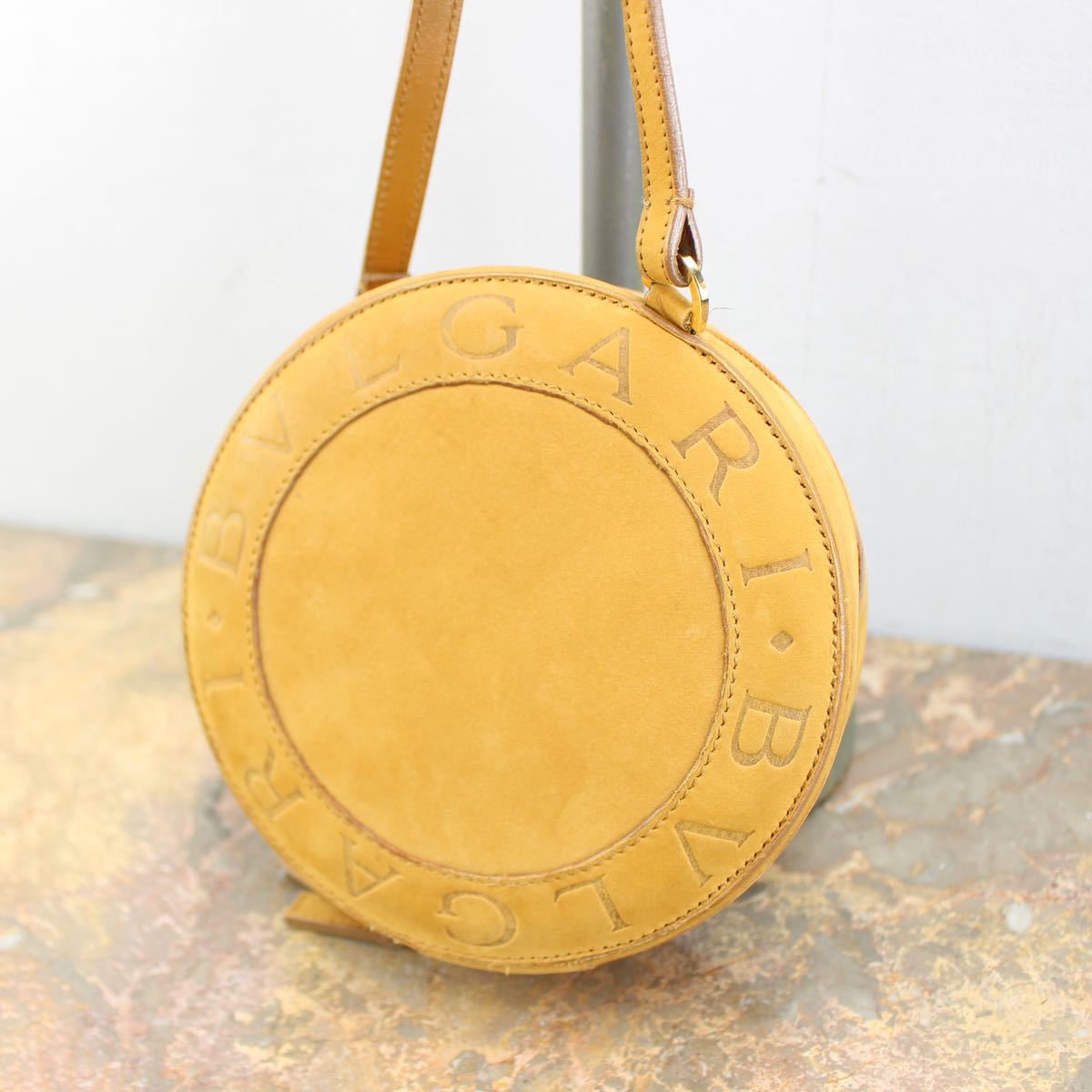 BVLGARI ROUND TYPE LOGO LEATHER SHOULDER BAG/ブルガリヨーヨーB01ラウンド型ロゴレザーショルダーバッグ_画像3