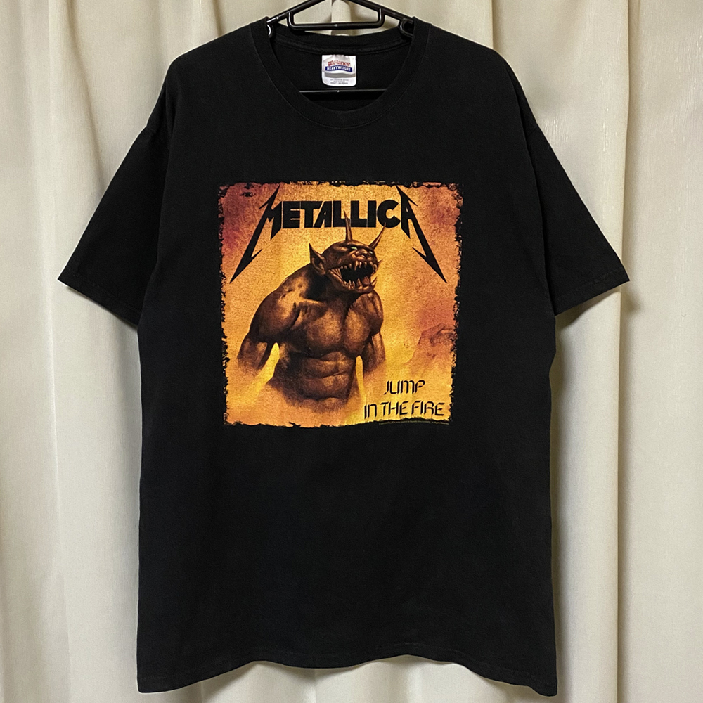 レア 00s METALLICA メタリカ JUMP IN THE FIRE Tシャツ メキシコ製 ビンテージ メタル ロック バンド Lサイズ ブラック 黒 Hanes ヘインズの画像2