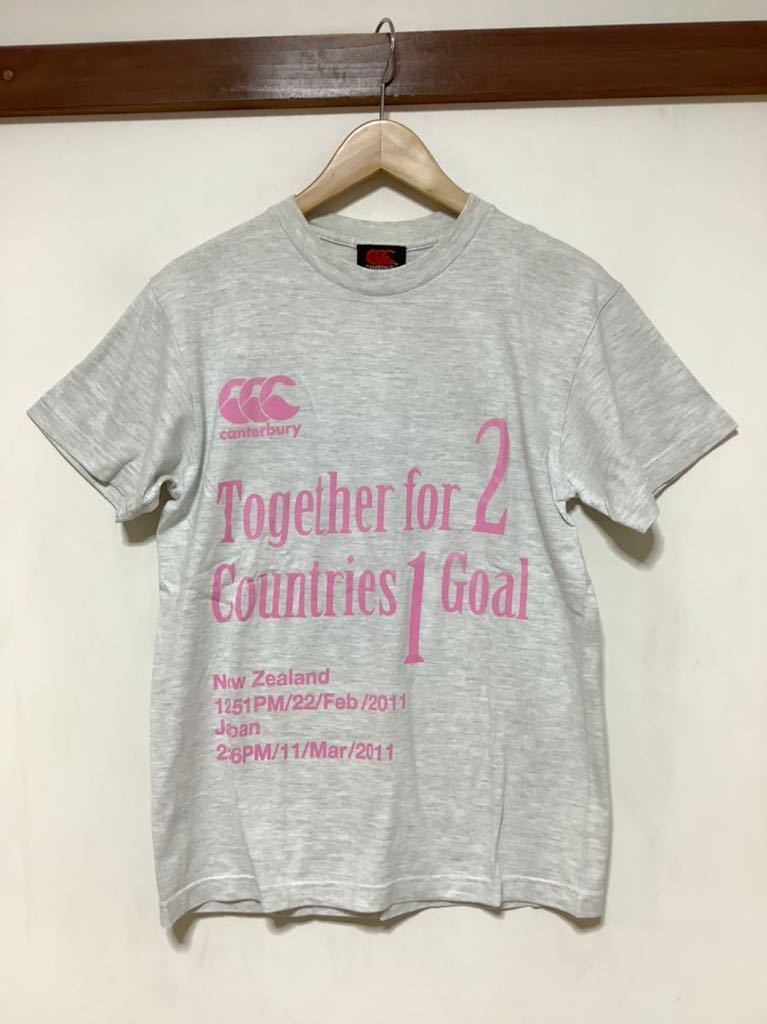 か968 Canterbury カンタベリー プリントTシャツ 半袖Tシャツ S ライトグレー 2011年_画像1