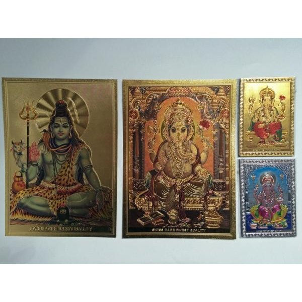 インドの神様　ガネーシャ 金運　開運　ステッカー カード 4枚セット　b5_画像1
