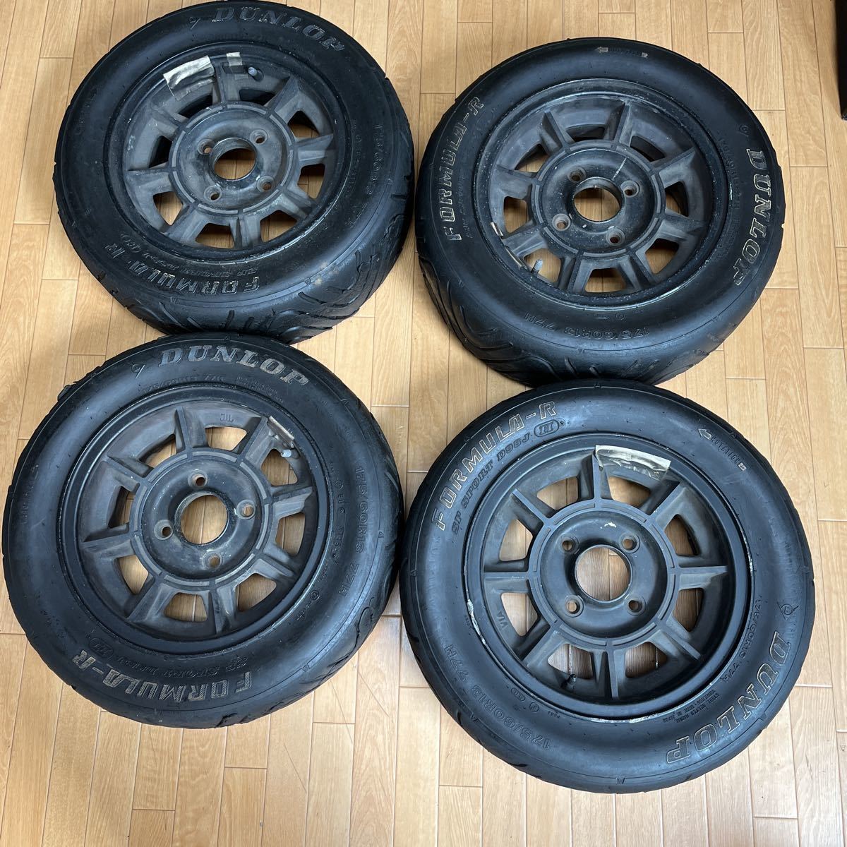 当時物 TOPY 13インチ 5.5J OFF +20 PCD114.3 4H ホイール 4本 DUNLOP