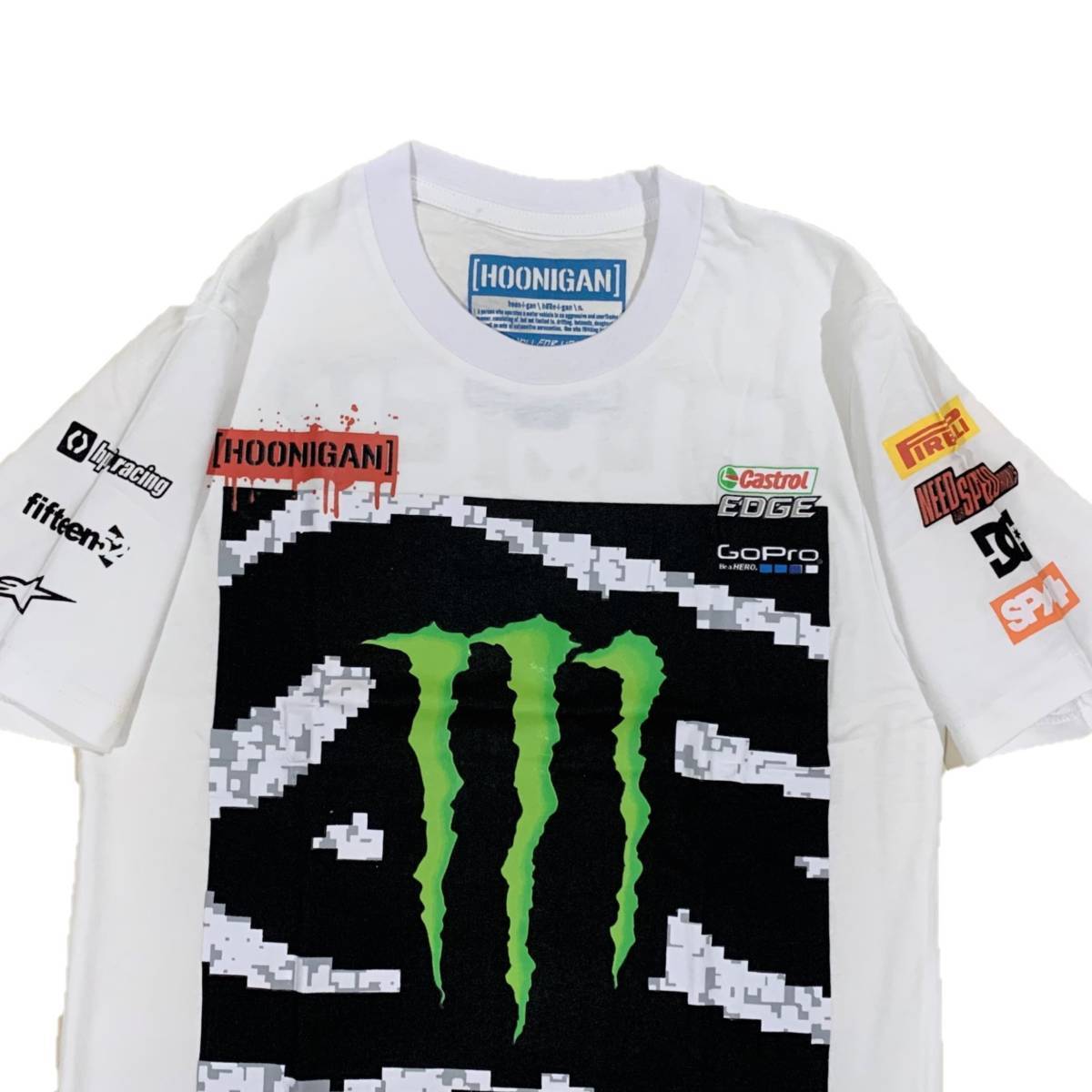 HOONIGAN RACING フーニガン MONSTER ENERGY モンスターエナジー USフラッグ43 Kenblockオフィシャル Ｔシャツ ホワイト M 並行輸入品