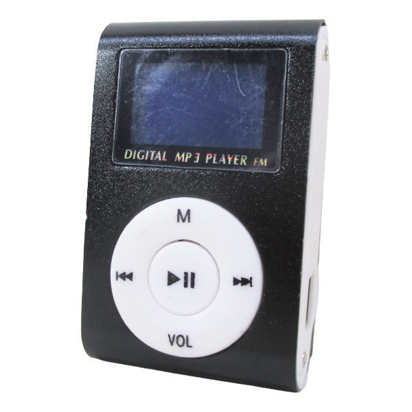 同梱可能 MP3プレーヤー アルミ LCDスクリーン付き クリップ microSD式 MP3プレイヤー ブラックｘ１台_画像1