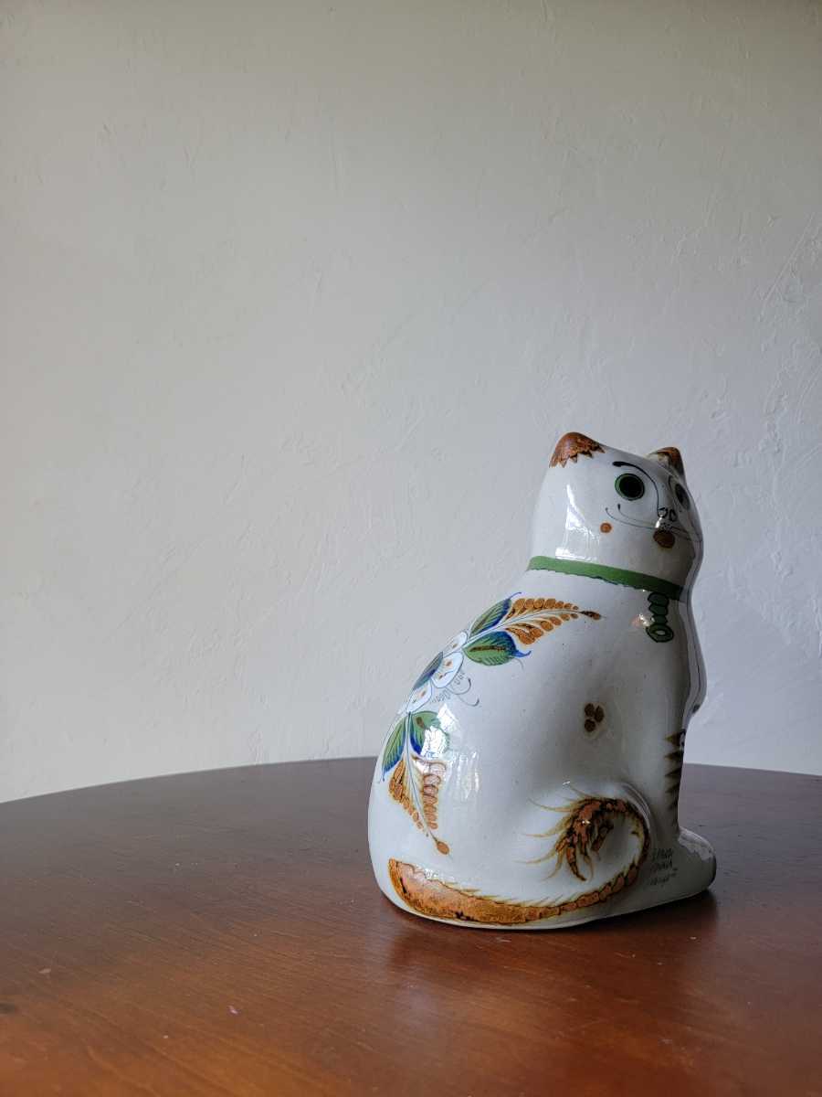 南米 メキシコ ヴィンテージ フォークアート 伝統工芸品 トナラ焼き 猫 