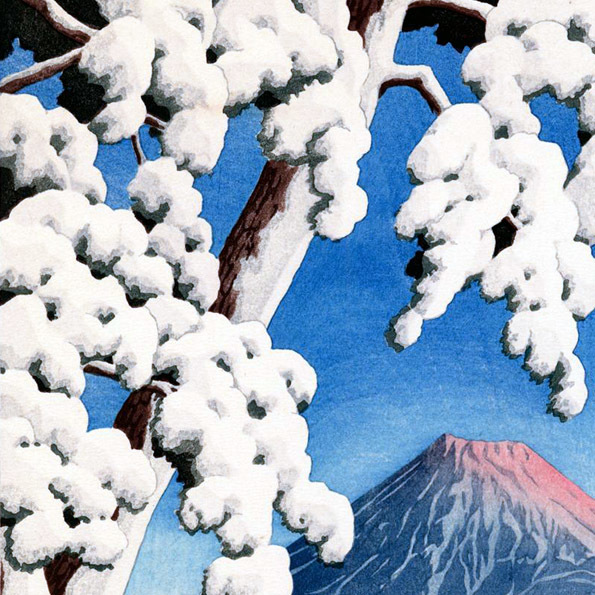 川瀬巴水 版画 富士の雪晴 田子乃浦 昭和七年 オリジナルサイズ 40cm 