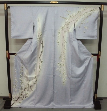 新素材新作 お仕立て上がり正絹訪問着 袷 1443 淡藤色系 花 仕立て