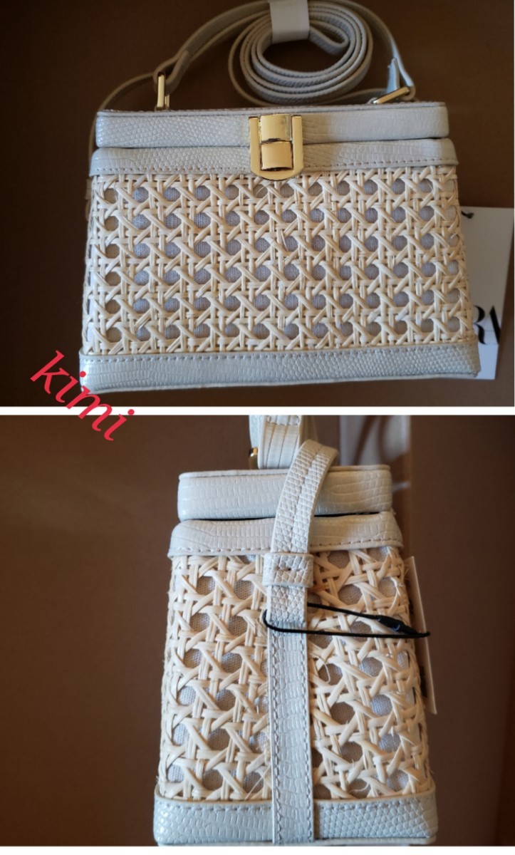 ZARA 新品 ウーブンラタンミノディエールボックスバック ラタン ZARA 新品 ウーブンラタンミノディエールボックスバック ラタン