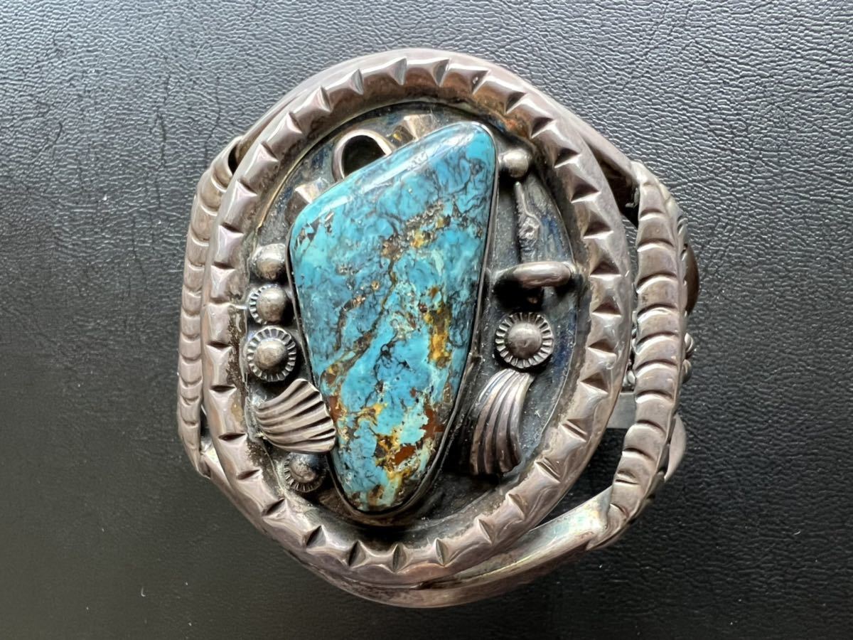 NAVAJO 【OLD PAWN】 1960～70's ブルーダイヤモンド・ターコイズ・バングル ヴィンテージ ナバホ インディアンジュエリー ホピ_画像6