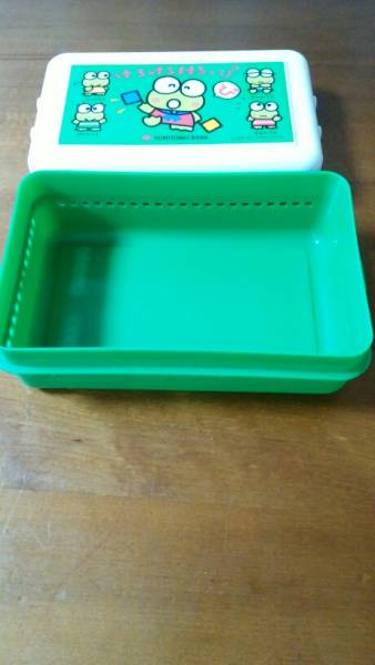 けろけろけろっぴ　住友銀行　弁当箱　サンドイッチケース　グリーン　サンリオ　1990 グリーン　緑　容量850ml 約11×17×5.5cm_画像2