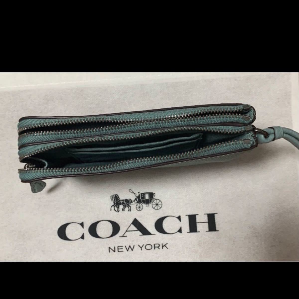売れ筋新商品 リストレット コーチ ダブルコーナージップ - ポーチ 早割り COACHコーチ ダブルファスナーポーチ財布リストレットブラック黒色 ポーチ/バニティ