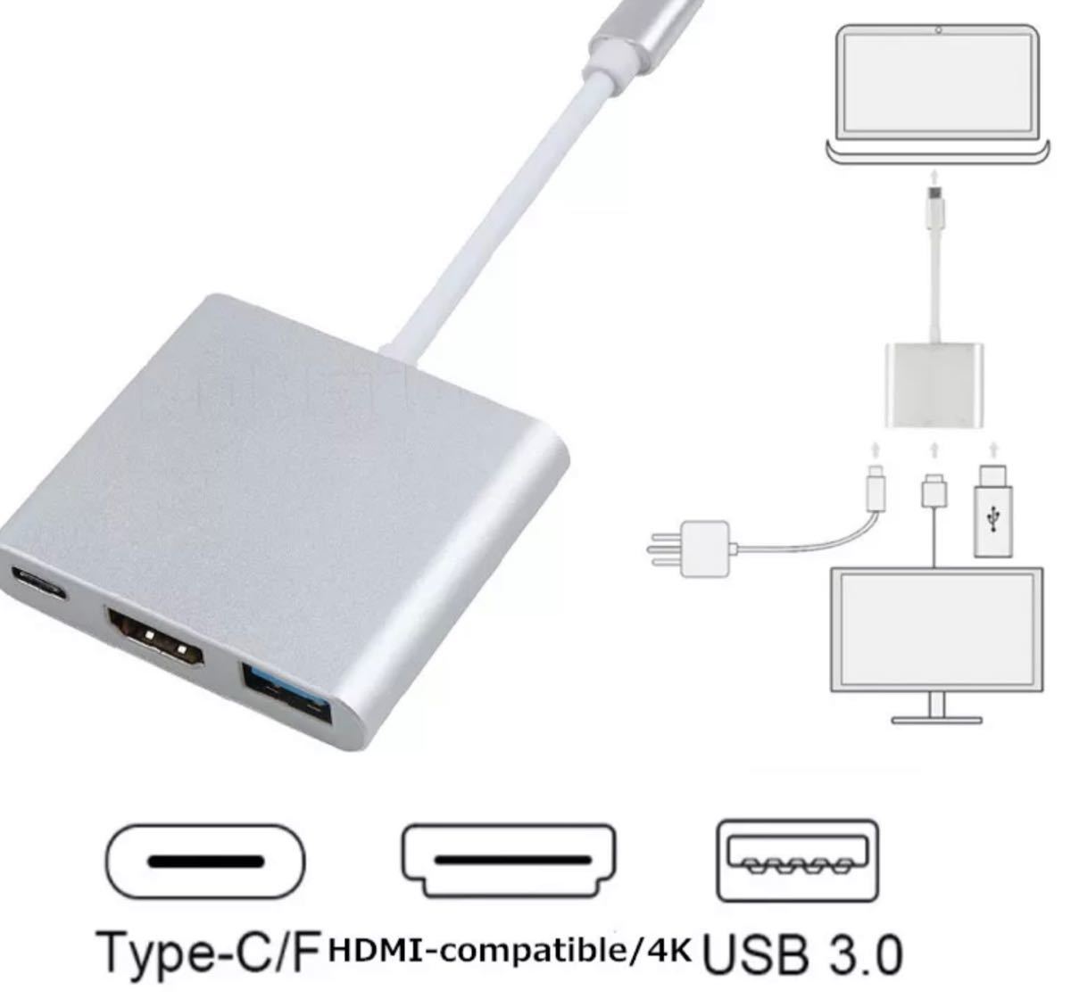 超便利！HDMI変換アダプター　マルチアダプター　USB-C　HDMI出力　外部出力