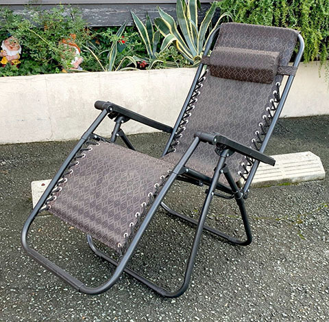 送料無料 枕付き リラックスチェア オットマン一体型 リクライニングチェア 折りたたみ式 ガーデンファニチャー アウトドア 椅子 [JQ-443]