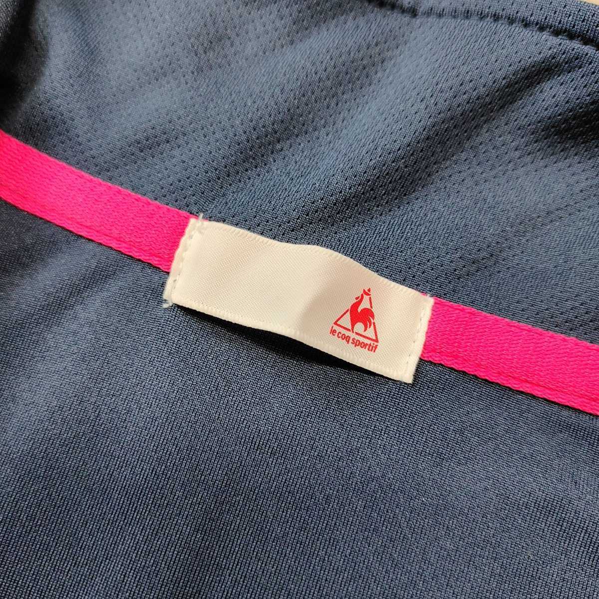 lecoq sportif Le Coq s Porte .f половина Zip рубашка с коротким рукавом трикотаж с коротким рукавом спорт темно-синий женский L размер полиэстер 100%