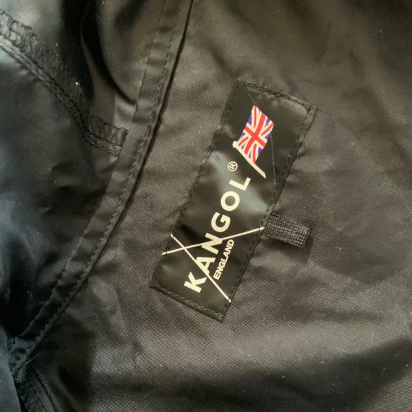 美品 90‘s KANGOL カンゴール ビッグロゴ ナイロンパーカー コート メンズ L相当 ブラック 黒 ビンテージ_画像7