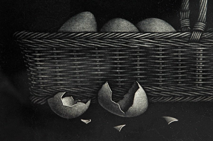 佐藤暢男　銅版画　メゾチント　「メキシコの鳩」　１９７２年　５５．５×６５．４ｃｍ　　_画像5