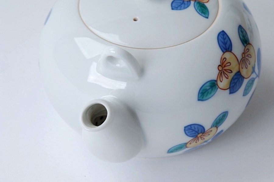 十三代 今泉今右衛門 錦橘絵 茶器揃 急須1個,茶碗5客 共箱付 煎茶