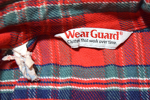 【S】 80S USA製 Wear Guard アウトドア ヘビーフランネル コットン 長袖シャツ ネルシャツ メンズS相当 ヴィンテージ 古着 BG0253