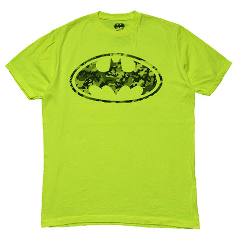 【M】DCコミックス バットマン ロゴプリント キャラクター Tシャツ メンズM 蛍光色 アメコミ 古着 BATMAN BA3334_画像1