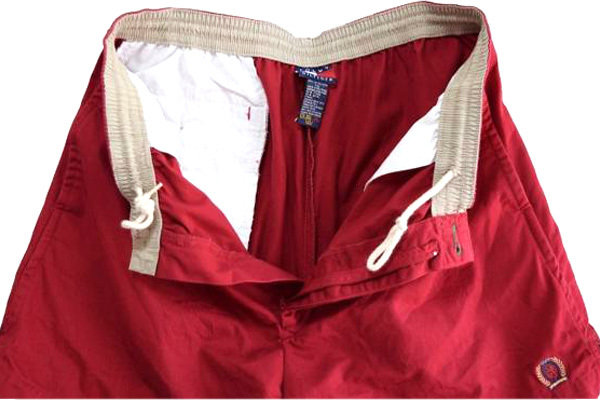 【L】90S トミーヒルフィガー オールド コットン ハーフパンツ ハーフショーツ ショートパンツ 赤色 TOMMY HILFIGER メンズL 古着 CE0183_画像3