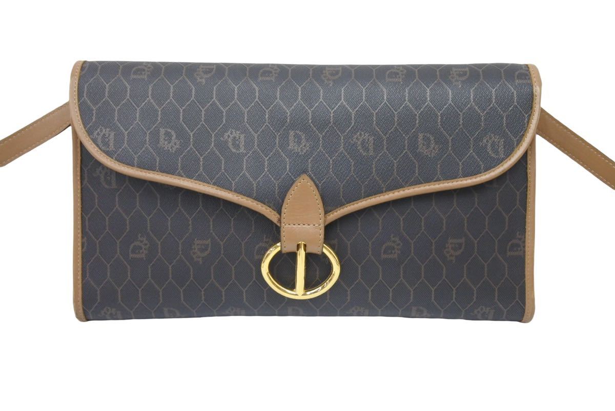 Christian Dior クリスチャンディオール ショルダーバッグ ハニカム柄 PVC レザー ダークブラウン 中古 39110 正規品_画像2
