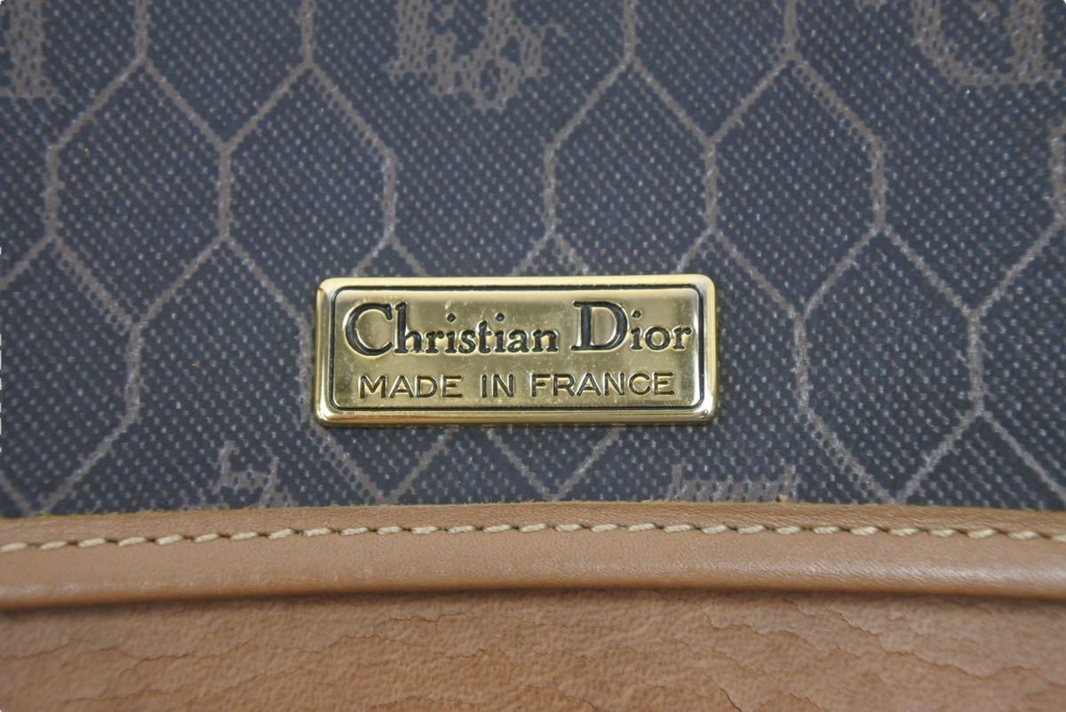 Christian Dior クリスチャンディオール ショルダーバッグ ハニカム柄 PVC レザー ダークブラウン 中古 39110 正規品_画像7