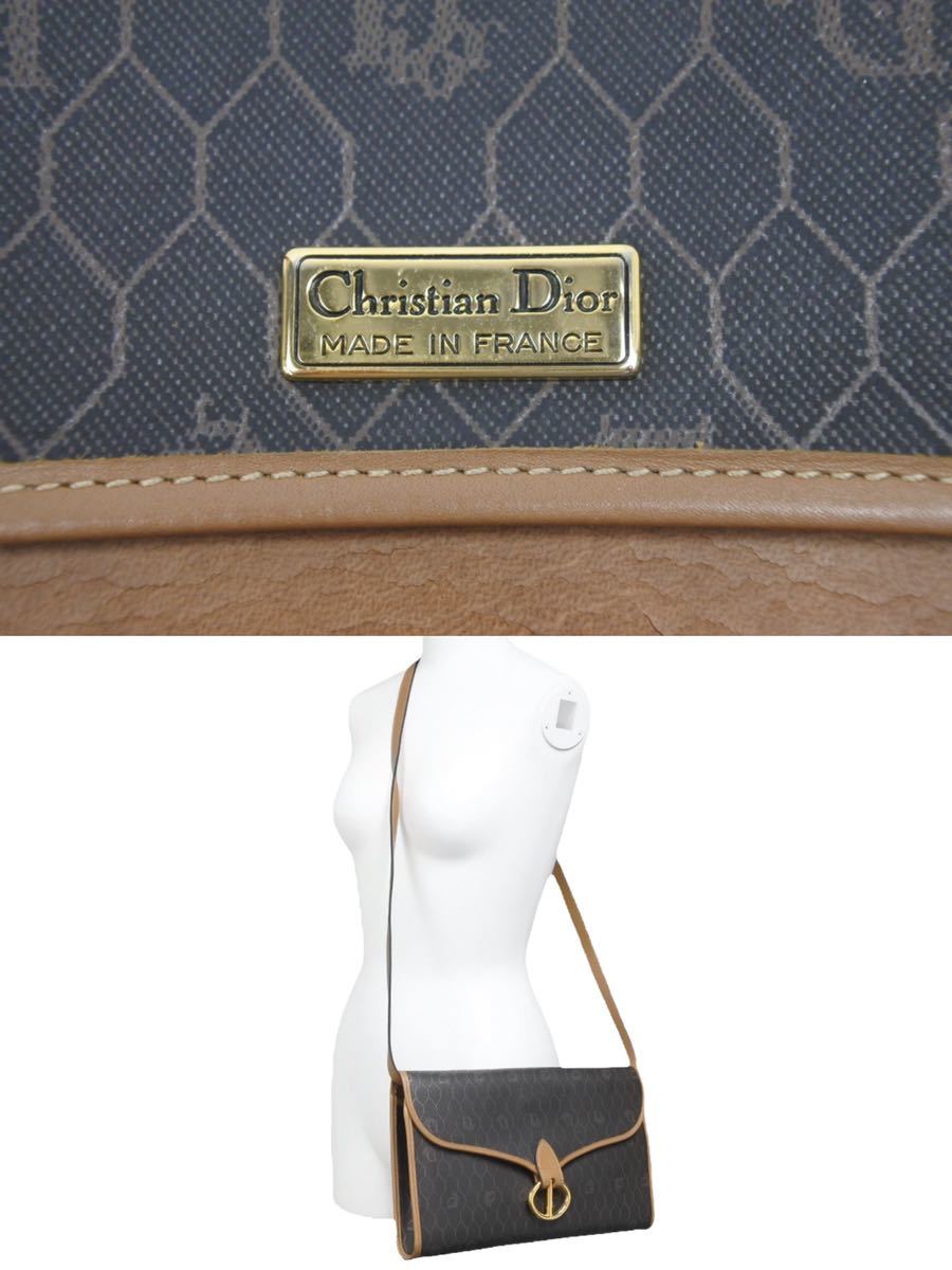 Christian Dior クリスチャンディオール ショルダーバッグ ハニカム柄 PVC レザー ダークブラウン 中古 39110 正規品_画像10