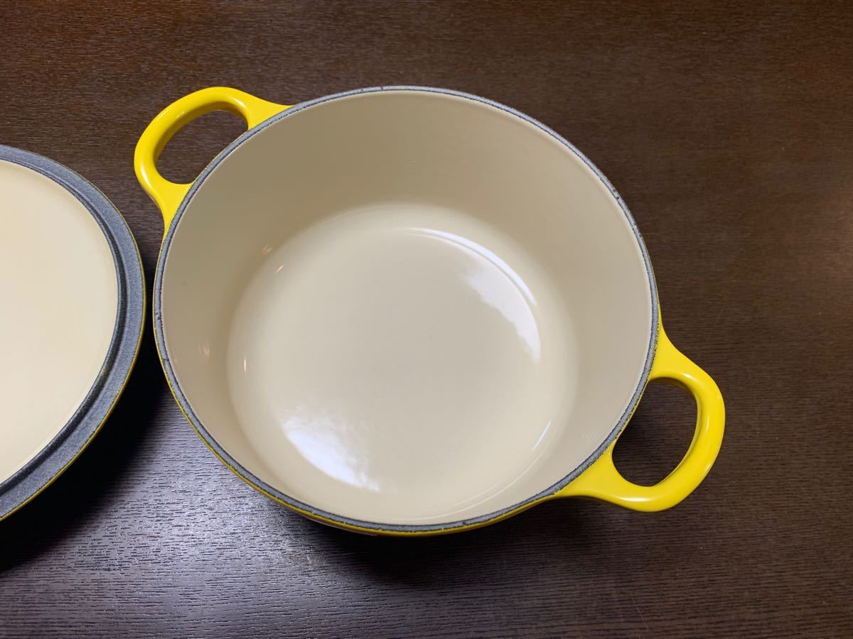 未使用　ルクルーゼ　ココットロンド　18cm  ディジョンイエロー　LE CREUSET