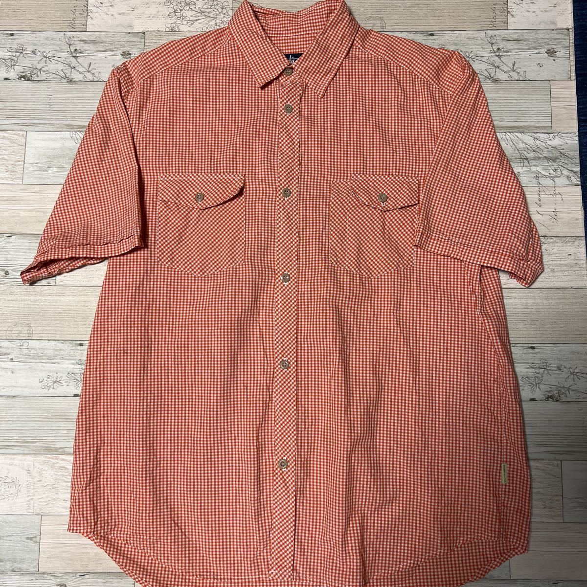 80s USA производства OLD STUSSY Stussy 6Button серебристый жевательная резинка проверка рубашка work shirt рубашка с коротким рукавом 