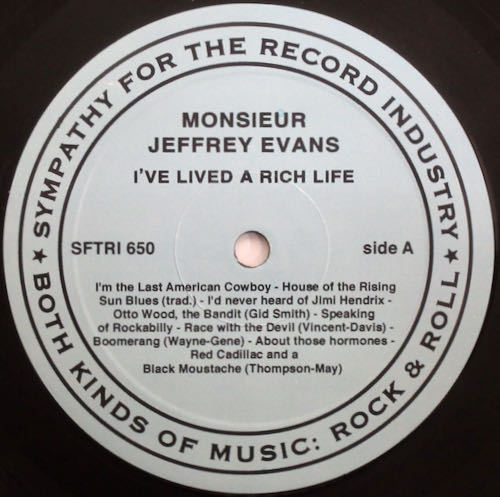 MONSIEUR JEFFREY EVANS / I'VE LIVED A RICH LIFE / SFTRI 650 US盤！［ジェフリー・エヴァンス］［LPレコード］_画像3