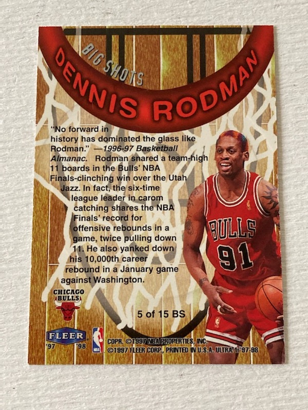 1997 デニス・ロドマン　Fleer Ultra BIG SHOTS DENNIS RODMAN ロッドマン_画像2