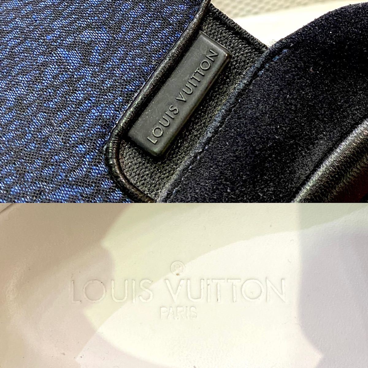 正規品 LOUIS VUITTON MS0155 ツイスターライン メンズ スリッポンスニーカー ルイヴィトン ローカットシューズ ネイビー×黒 伊製8 KH-HH_画像10