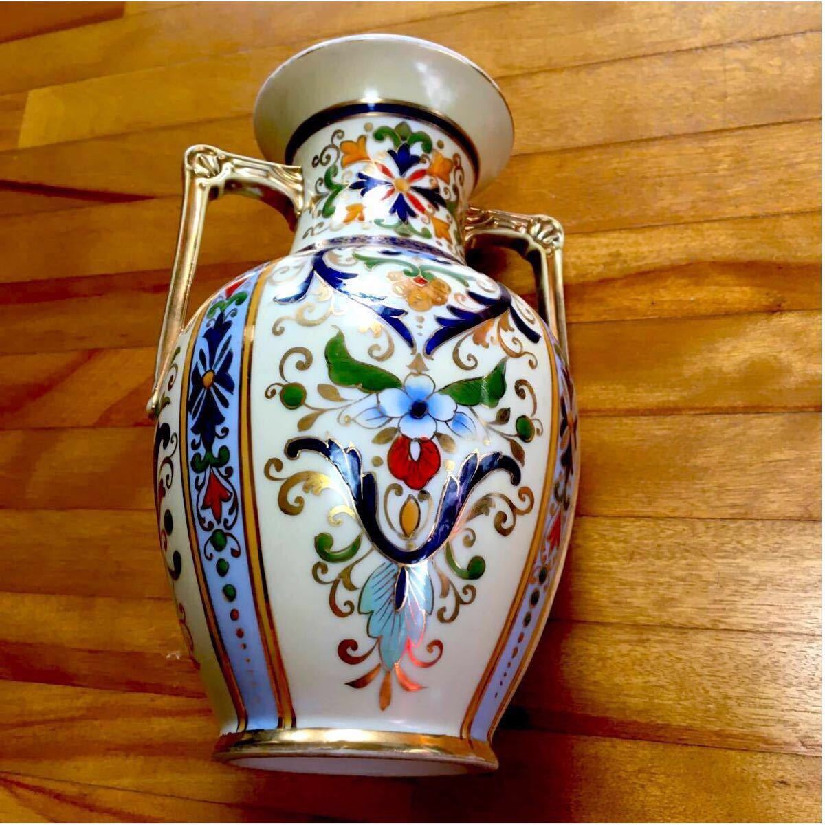 オールドノリタケ 持ち手付き花瓶 壺 マルキ印 花瓶、花台 花瓶、花台