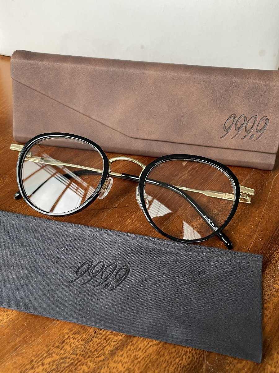 高級 999.9(フォーナインズ) メガネ 眼鏡 ウェリントン M-43 伊達