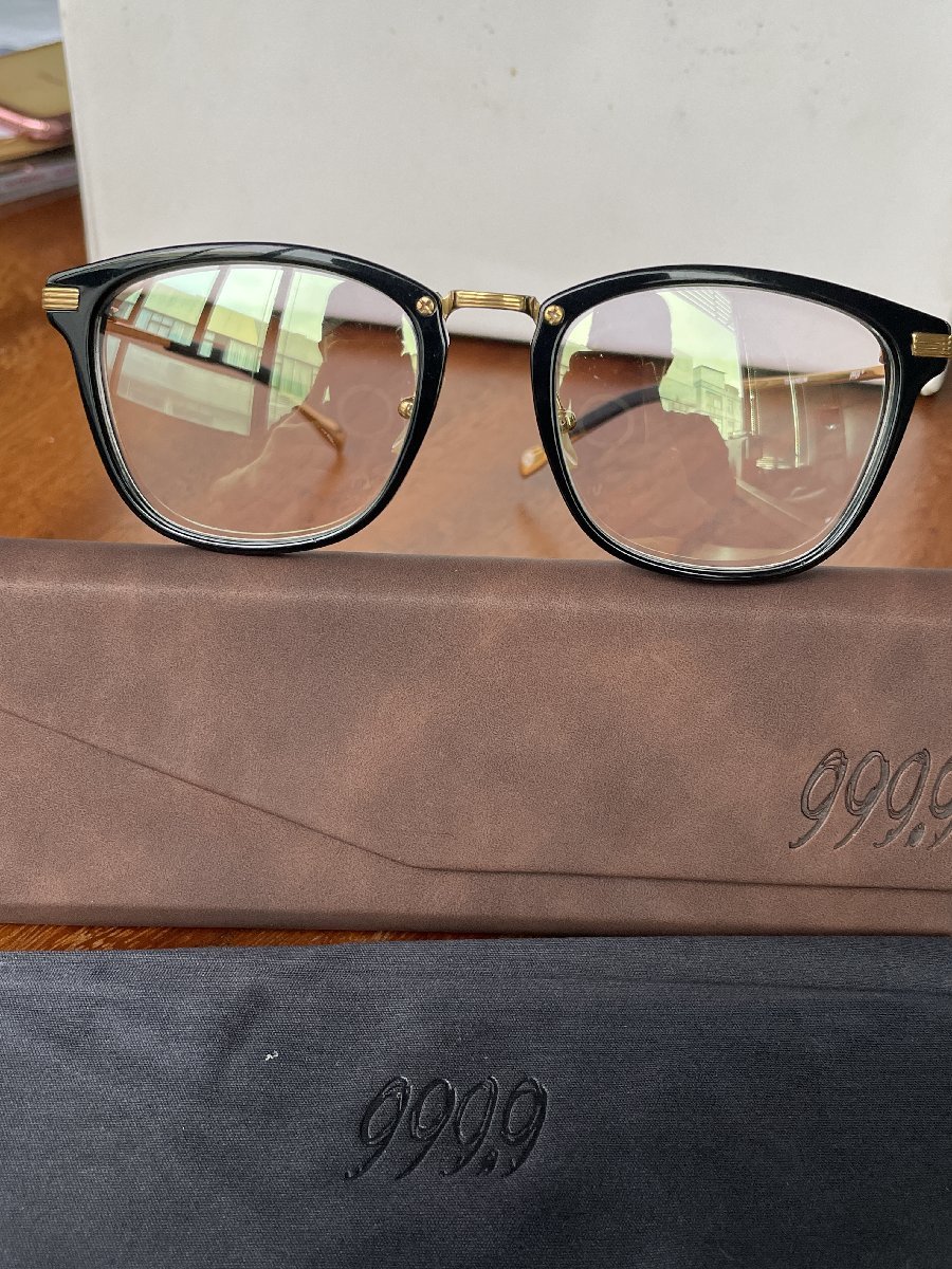 高級 999.9(フォーナインズ) メガネ 眼鏡 ウェリントン M-37 伊達めがね 16k 9001_画像4