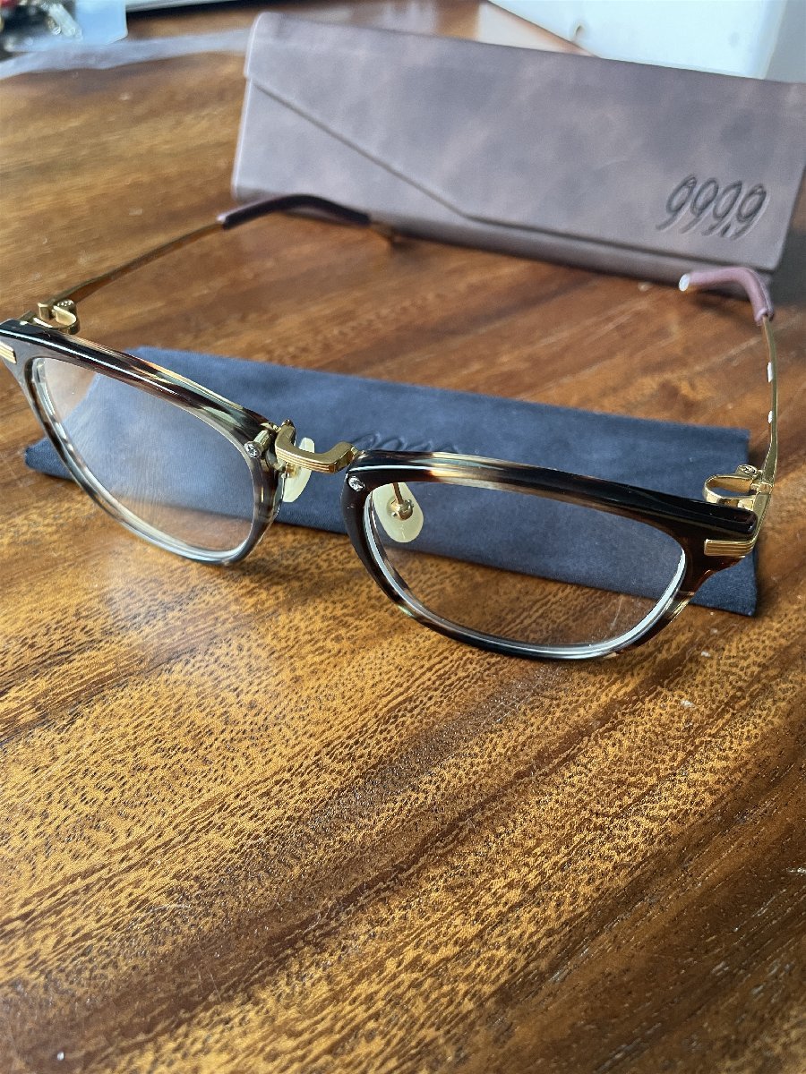 高級 999.9(フォーナインズ) メガネ 眼鏡 ウェリントン M-37 伊達めがね 16k 6901_画像4
