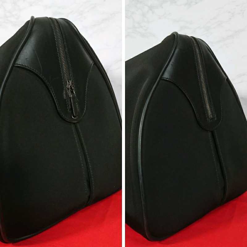 1円 GUCCI グッチ ボストンバッグ ナイロン レザー ハンドバッグ 黒