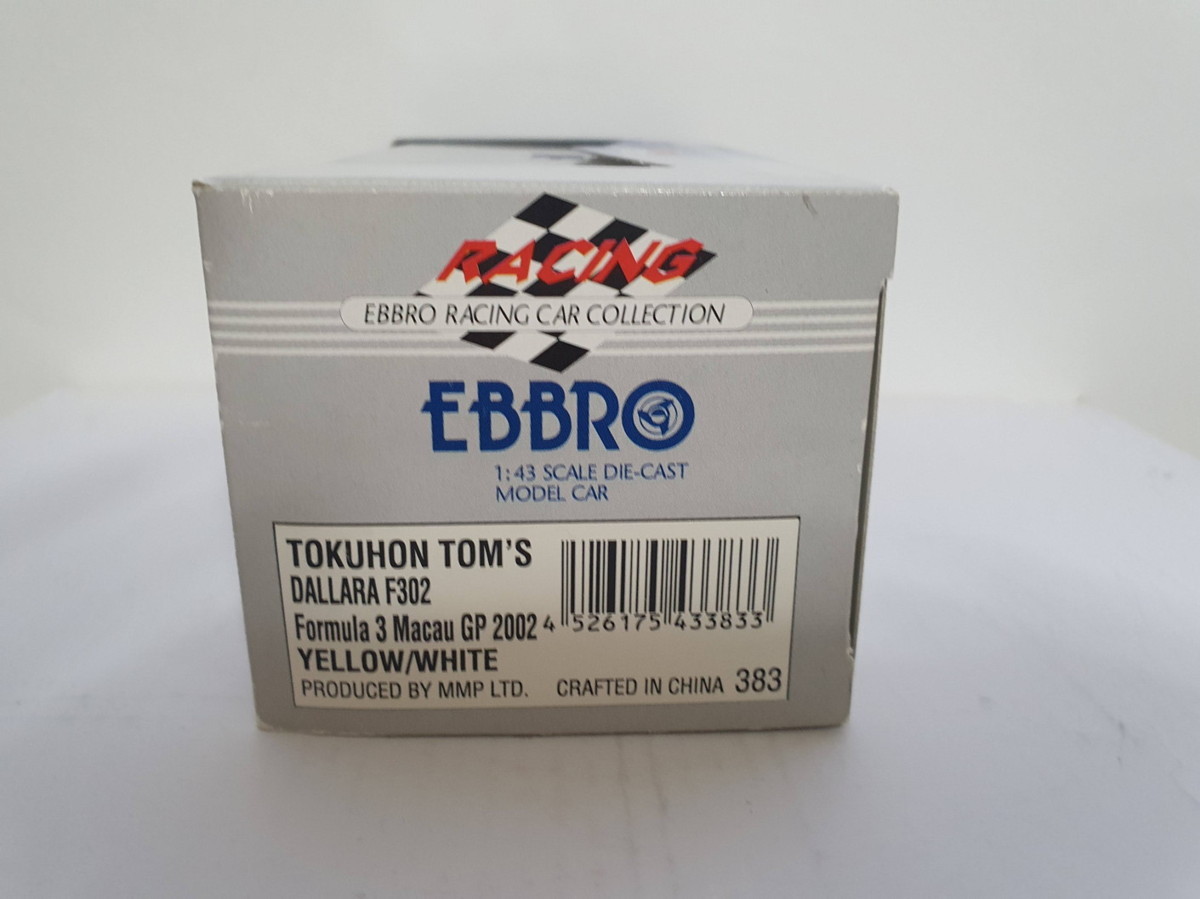EBBRO 1/43 TOKUHON TOM'S DALLARA F302 Formula 3 Macau GP 2002 YELLOW/WHITE 383の画像4