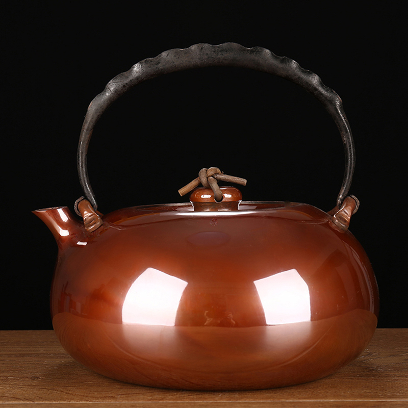 MM-TH058 【鎚起銅器】 純紫銅茶の壺 職人手作りの銅壷 煎茶道具 ヤカン コーティングなし 一枚の銅板から作った 継ぎ目がない 容量 1800ML