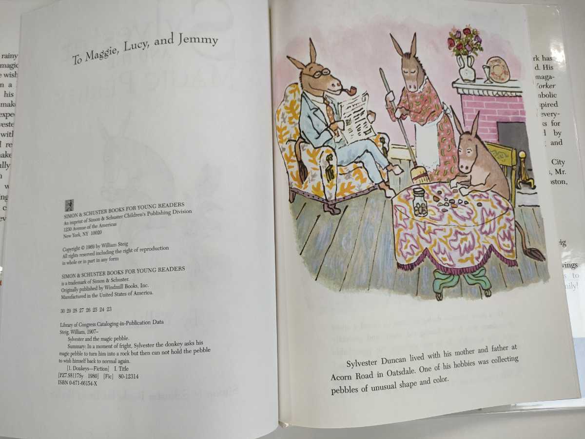 Sylvester AND THE MAGIC PEBBLE William Steig 英語絵本 ロバのシルベスターとまほうの小石 30th Anniversary Edition