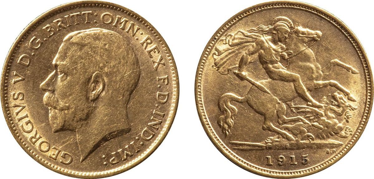 オーストラリア 1/2ソブリン金貨 1915年S 極美品 ジョージ5世 www