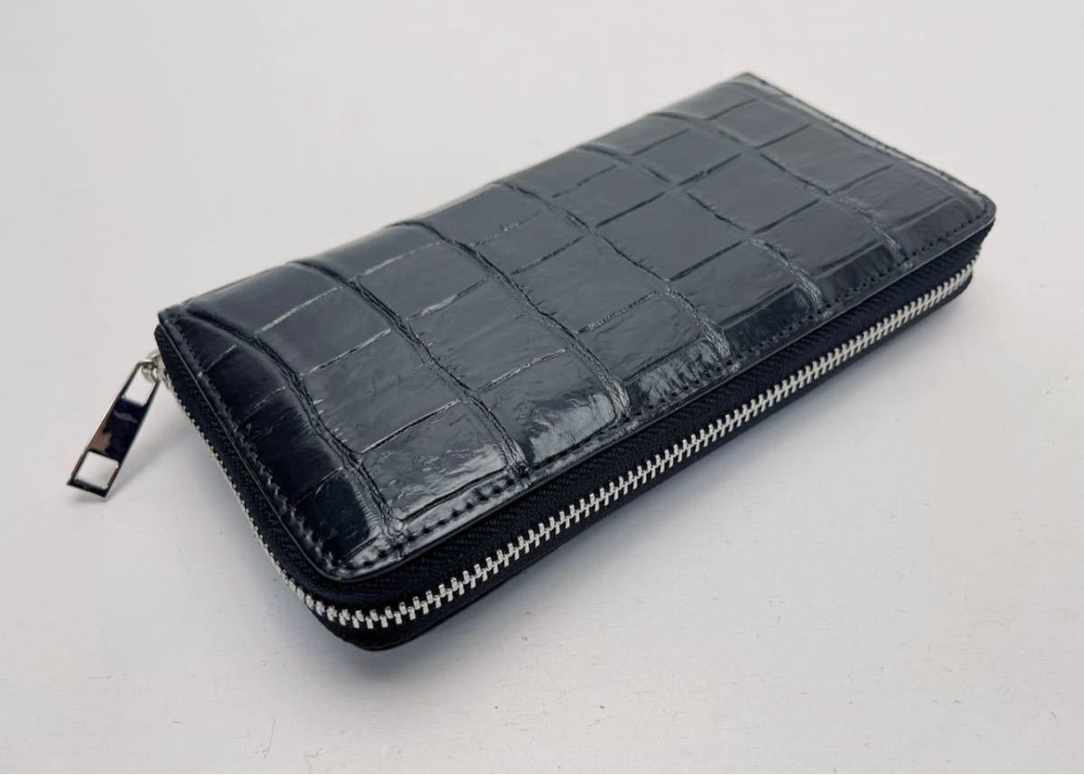 D416 未使用品 ☆ 高級 クロコダイル ワニ革 ラウンドファスナー長財布
