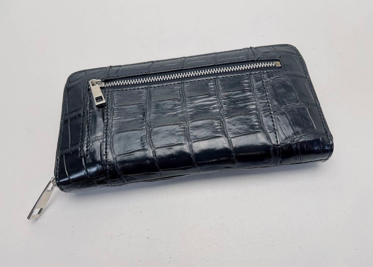 D416 未使用品 ☆ 高級 クロコダイル ワニ革 ラウンドファスナー長財布