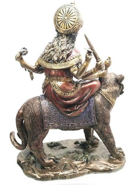 女神ドゥルガー ヒンドゥー教彫刻置物神話インド宗教仏像神像仏像虎に乗った女神ドゥルガー 彫刻置物 インド神話 彫像_画像3